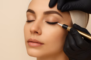 Aplicación de delineado permanente en centro de estética